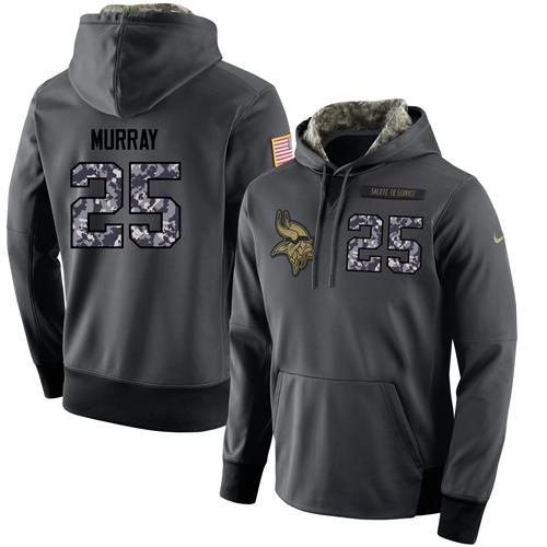 NFL Men's Nike Minnesota Vikings #25 Latavius Murray Stitched Black Anthracite Salute to Service Player Performance Hoodie